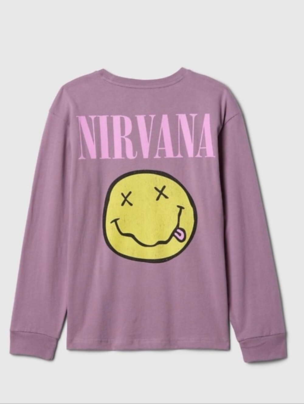NIRVANA Purple Kids' Long Sleeve Tee with Yellow Smiley Gap Kids 4-5 Years Band